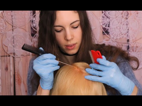 ASMR Relaxing Scalp Check - Personal Attention - Parting, Lice Comb, Brushing