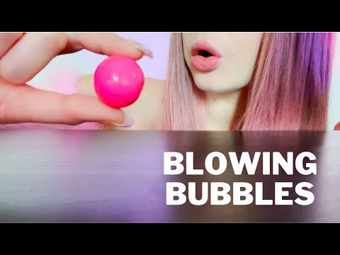 ASMR Chewing Large Gum Ball & Blowing Bubbles 💗