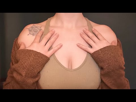 ASMR Collarbone Tapping + Fabric Scratching | fast + agrressiveish