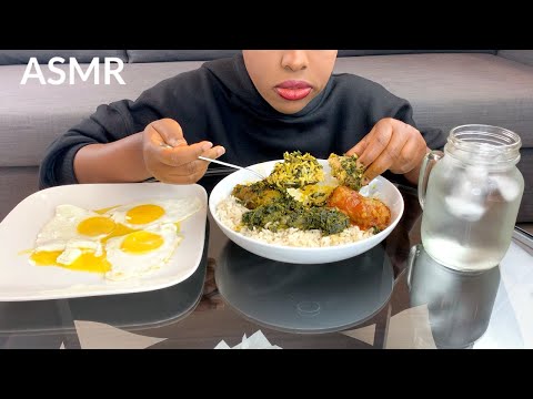 ASMR NIGERIAN VEGETABLE SOUP WITH WHITE RICE || IT GETS MESSY || MESSY EATING SHOW....LETS EAT