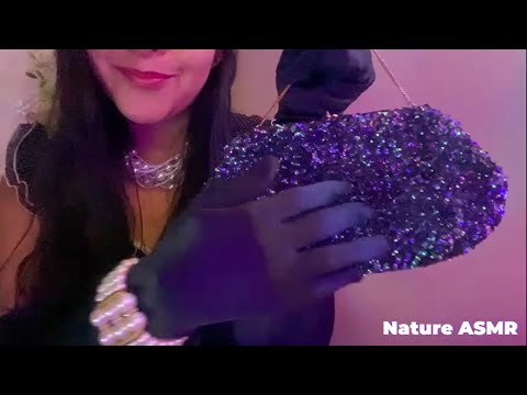 ASMR Vintage Purse Shop Roleplay Fabric and Bead Sounds, Scratching, Crinkles