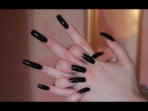 ASMR: scratching on grid with BLACK SHINING nail polish on my natural nails