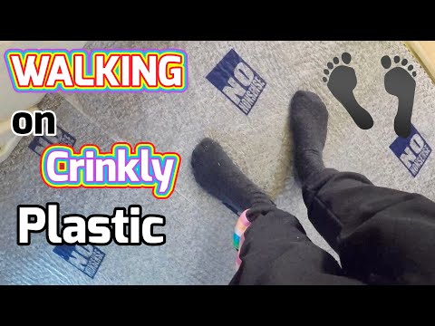 ASMR POV YOU ARE WALKING ON CRINKLY PLASTIC IN SOCKS (Whispering) 👣🧦 [LOFI]
