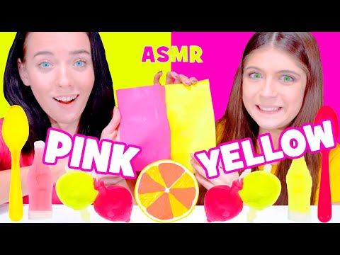 ASMR Pink VS Yellow Candy Race 핑크색 노란색 디저트 챌린지