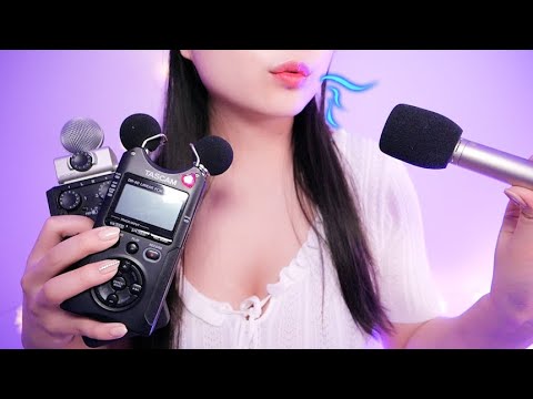 ASMR Super relaxing ear blowing 4 Types of Microphones!