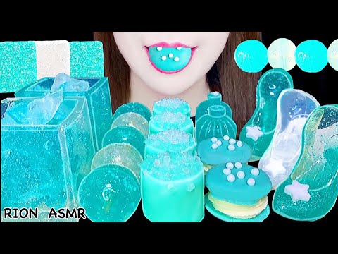 【ASMR】【咀嚼音 】TEAL DESSERTS エメラルドグリーンの食べ物 MARSHMALLOW KOHAKUTO MUKBANG 먹방 食べる音 EATINGSOUNDS NOTALKING