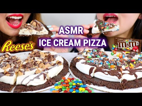 ASMR ICE CREAM PIZZA (Reese's and M&M's) 아이스크림 피자 리얼사운드 먹방 アイスクリーム 冰淇淋 Kem cây | Kim&Liz ASMR