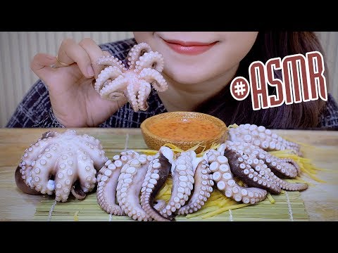 ASMR Octopus and shaved papaya , EXTREME CRUNCHY EATING SOUNDS | LINH-ASMR