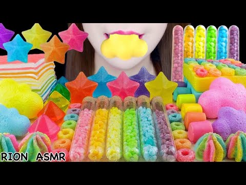 【ASMR】RAINBOW DESSERTS🌈 RAINBOW CREPE CAKE,NERDS,CEREAL,MARSHMALLOW MUKBANG 먹방 EATING SOUNDS