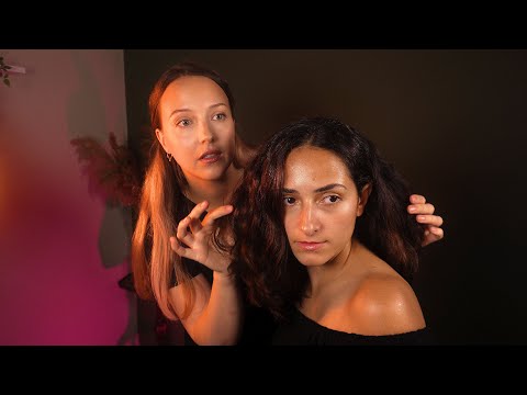 ASMR Curly Hair Perfecting with Light Touch Make up Application & Finishing Touches Hair Fixing