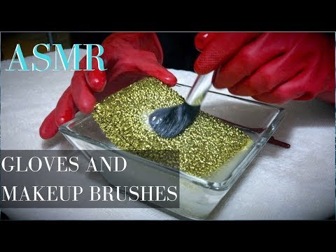 ASMR Rubber gloves and makeup brushes