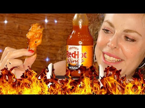 ASMR Eating TOO HOT Wings, Spicy Buffalo Wings - Whispers & Mouth Sounds