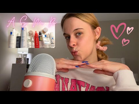 ASMR Tapping on Skincare Products to Help You Relax😴💕 (tapping, mouth sounds, hand movements, etc)