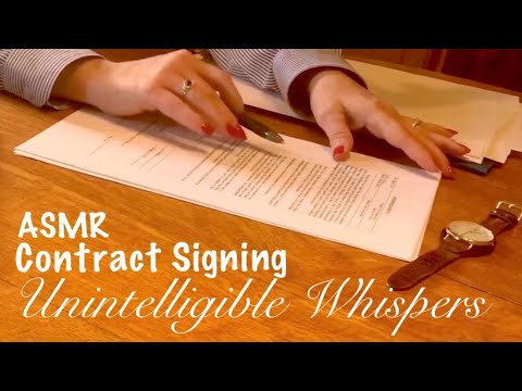 ASMR Request/Real estate contract signing (unintelligible whispers) paper shuffling & writing