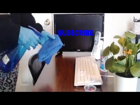 ASMR OFFICE DESK CLEANING 🧽|Dusting Books 📚| Wipingsounds | Spraying sounds
