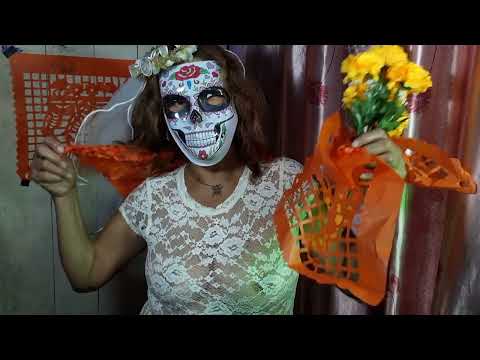 ASMR No Bra - Dia de Muertos (Transparent blouse scratching)