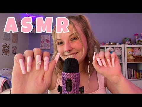 ASMR unboxing and applying press on nails! my nail collection, rambling, mic scratching 💗✨￼💅🏻