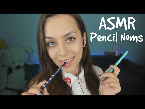 ASMR Pencil Noms 👄🖍 ASMR Plastic Chewing Sounds [MOUTH SOUNDS]