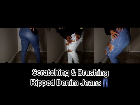 [ASMR] Scratching & Brushing Ripped Denim Jeans 👖[No Talking]