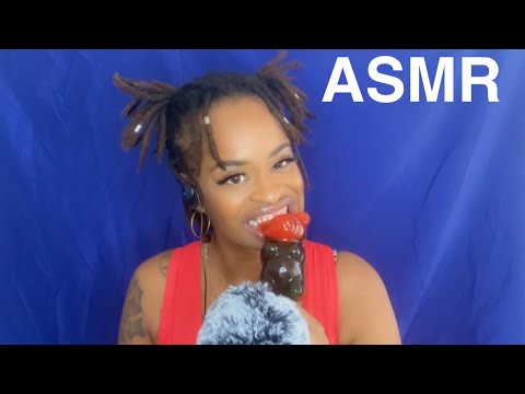 ASMR | Giant Gummy Bear Lollipop Eating ( Chewing & Mouth Sounds)