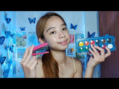 ASMR doing your date make up with wrong tools (layered sounds😴)