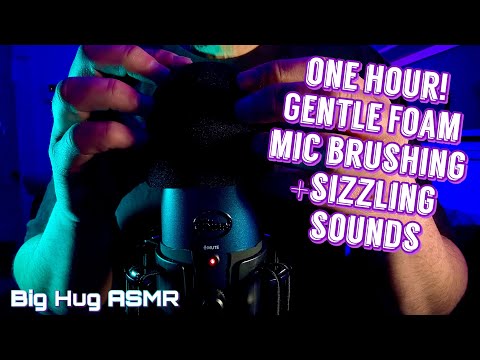 No talking, 1 hour+ ASMR foam mic brushing, sizzling sounds for sleep, relaxation, or study 😌