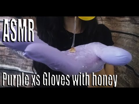 {ASMR} Extra small purple gloves with Honey