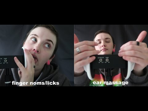 ASMR finger noms/licks right on your ears [ending with an ear massage]