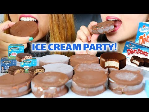 ASMR ICE CREAM PARTY 아이스크림 먹방 (BEN & JERRY'S AND DING DONGS) | Kim&Liz ASMR