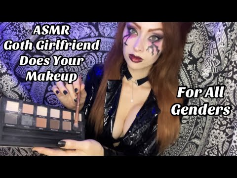 ASMR Sassy Goth Girlfriend Does Your Makeup with Pleather Sounds (for Guys, Gals, and all Ghouls)