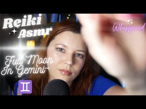 Reiki ASMR| Full Moon In Gemini~Release Negativity-Cleanse & protect the aura~crystal brushing