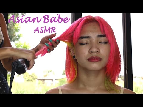 ASMR Hair styling, combing and straightening!