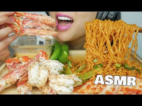 ASMR SPICY NOODLES + MINI SEAFOOD BOIL KING CRAB + CHEESE SAUCE (EATING SOUND) NO TALKING | SAS-ASMR