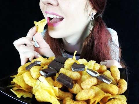 ASMR | JUMBO PEANUT PUFFS | SPICY CHIPS & MARZIPAN CHOCOLATE (No Talking) | Eating Sounds