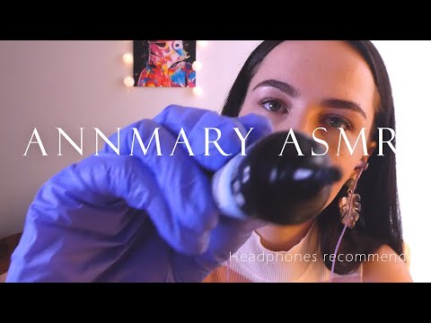 ASMR  quick make up in latex gloves