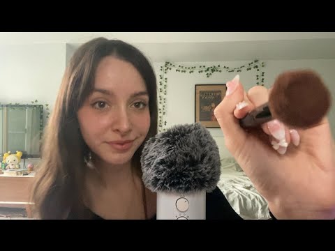 ASMR doing your makeup (mouth sounds, fluffy mic) 🤍