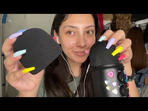 ASMR fast and aggressive mic scratching with and without the mic cover 💖 | Minimal Whispering