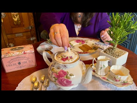 An English Breakfast Tea for One (Soft Spoken only) Tempest in a Teapot & Goodies to Eat~ASMR