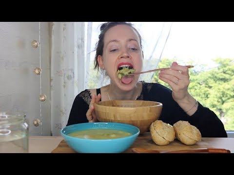 ASMR Whisper Eating Sounds | Favorite Soup, Bread Roll and Garlic Salad | 먹방 Mukbang