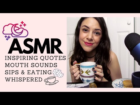 ASMR | Inspirational Quotes with Coffee and Cookies (Mouth Sounds, Page Turning, Whispered)