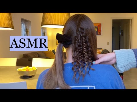 ASMR HAIR STYLING ✨ small, bouncy curls (hair play, hair brushing, spraying sounds, no talking)