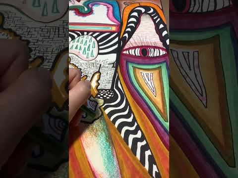 Alt Asmr | Drawing Sounds | Colored Pencil | Psychedelic Art | #shorts