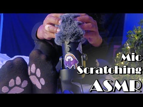 ASMR Fluffy Mic Scratching with a bit of Rain Sounds (No Talking)