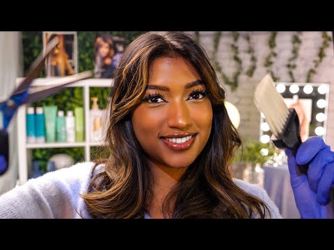 ASMR | Relaxing Haircut, Balayage, Wash, & Style (Realistic Roleplay & Pampering)