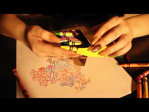 Drawing 🖍 & Light Humming ASMR (Doodle Sounds, Tapping & Tongue Clicking) ~ Long Nails