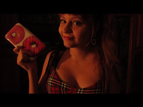 ASMR. ONE HOUR of UNINTELLIGIBLE, INAUDIBLE Whispers & STICKY FINGERS on Doughnut Clutch! Ear to Ear