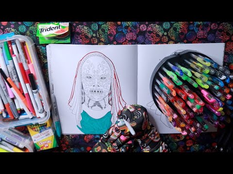 Coloring Scary Halloween Face ASMR Chewing Gum