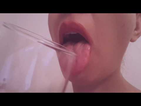 ASMR licking glass sucking
