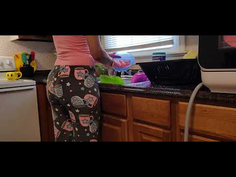 ASMR| GETTING SIMPLE KITCHEN CLEANING DONE| WASHING DISHES| PUTTING THINGS AWAY|