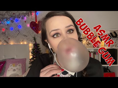 ASMR bubble gum chewing and bubbles popping